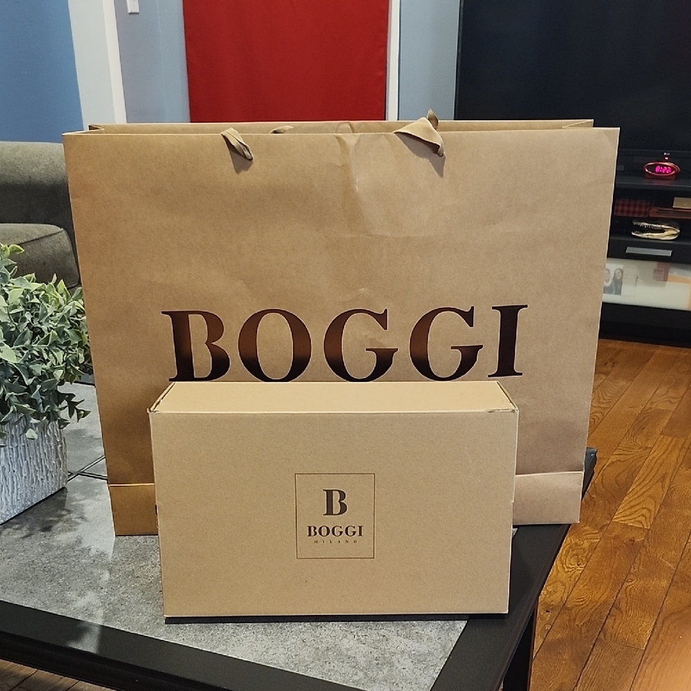 Boggi Milano Brown Shopping Bag and Box